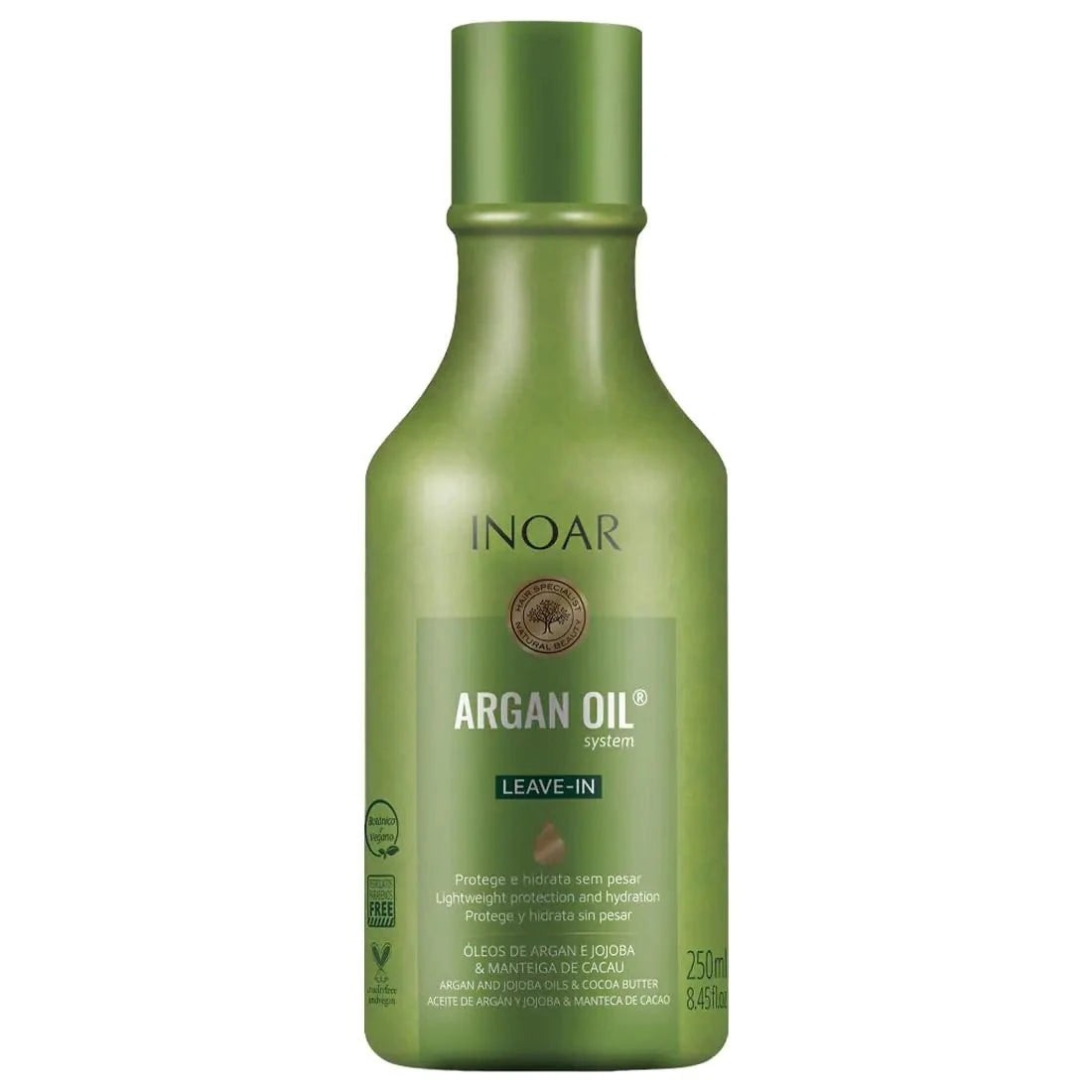 INOAR - Argan Oil Leave-in for Strengthening Frizz Control Adds Shine Argan Oil Leave IN Treatment Repair Dry Damaged Hair Vegan Hair Product Cruelty Free Haircare for Men and Women (8.45 oz)