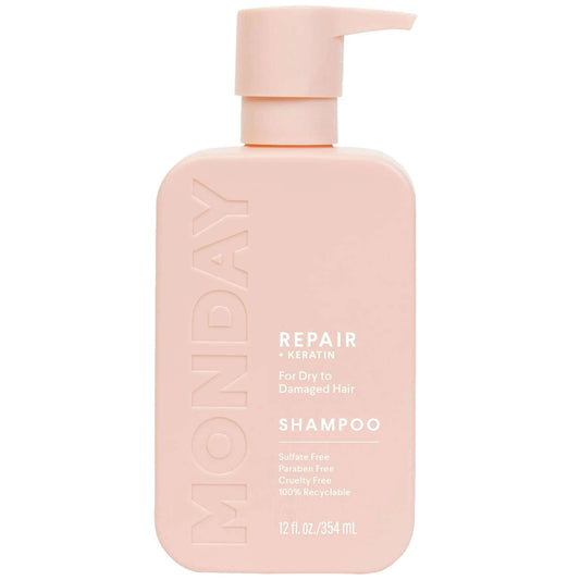 MONDAY HAIRCARE Repair Shampoo 12oz for Dry to Damaged Hair Made with Keratin Coconut Oil Shea Butter and Vitamin E (350ml)