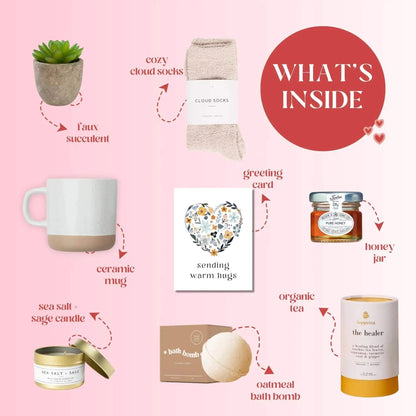 Get Well Soon Gift Box for Women Organic Self Care Package with Bath Bomb
