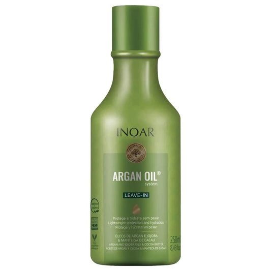 INOAR - Argan Oil Leave-in for Strengthening Frizz Control Adds Shine Argan Oil Leave IN Treatment Repair Dry Damaged Hair Vegan Hair Product Cruelty Free Haircare for Men and Women (8.45 oz)